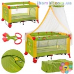 Манеж кровать M 2707 зелено-желтый